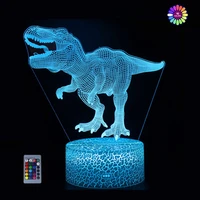dinosaur 16 colors acrylic 3d led lamp remote control bedroom table night light kids gift home decoration battery or usb charged