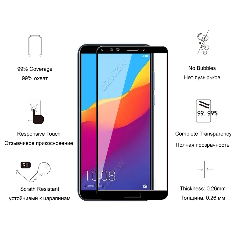 2 шт. для Honor 7C Pro / полное покрытие закаленное стекло Защита экрана Защитное