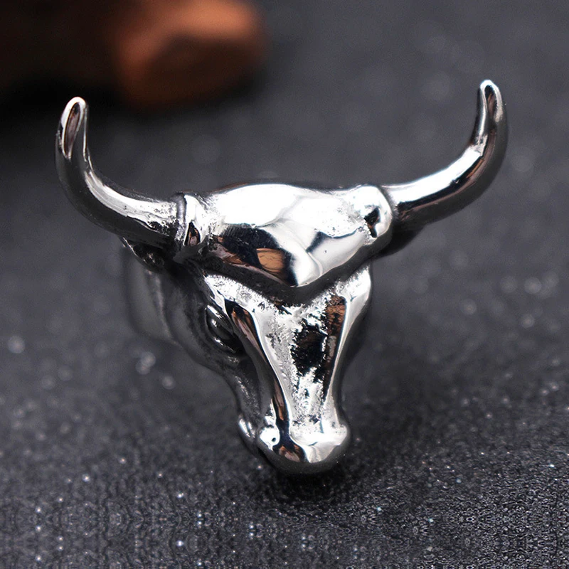 Мужское кольцо с головой быка из нержавеющей стали 316L вечерние кольца в стиле
