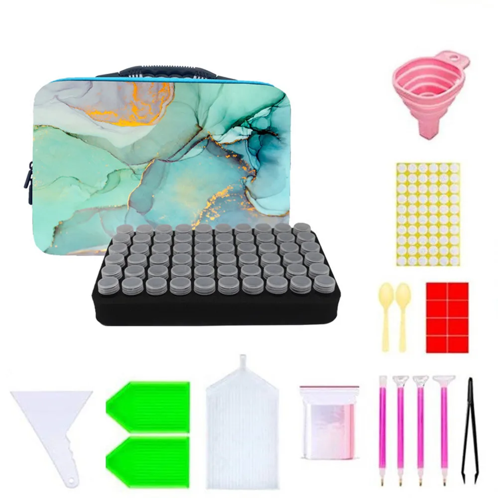 

New 5D Diamond Painting Accessories Storage Box 60 Slot DIY Diamond Embroidery Tools Beads Storage Container Jar Zippered Case