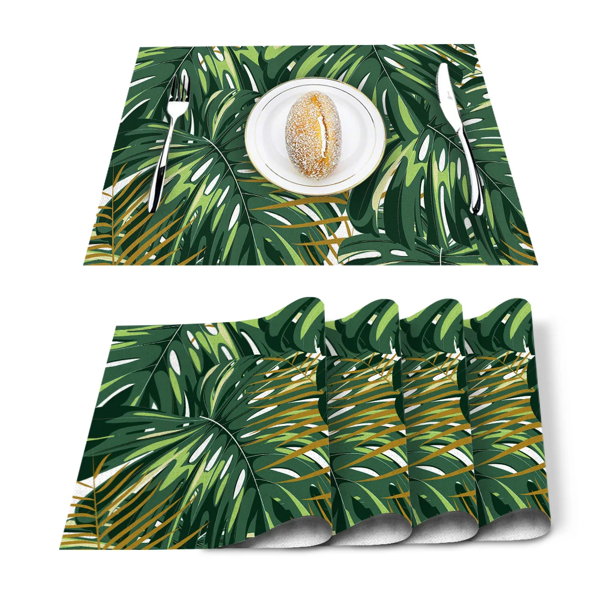 4 6 штук в партии комплект Коврики на стол тропические растения монстера печатных