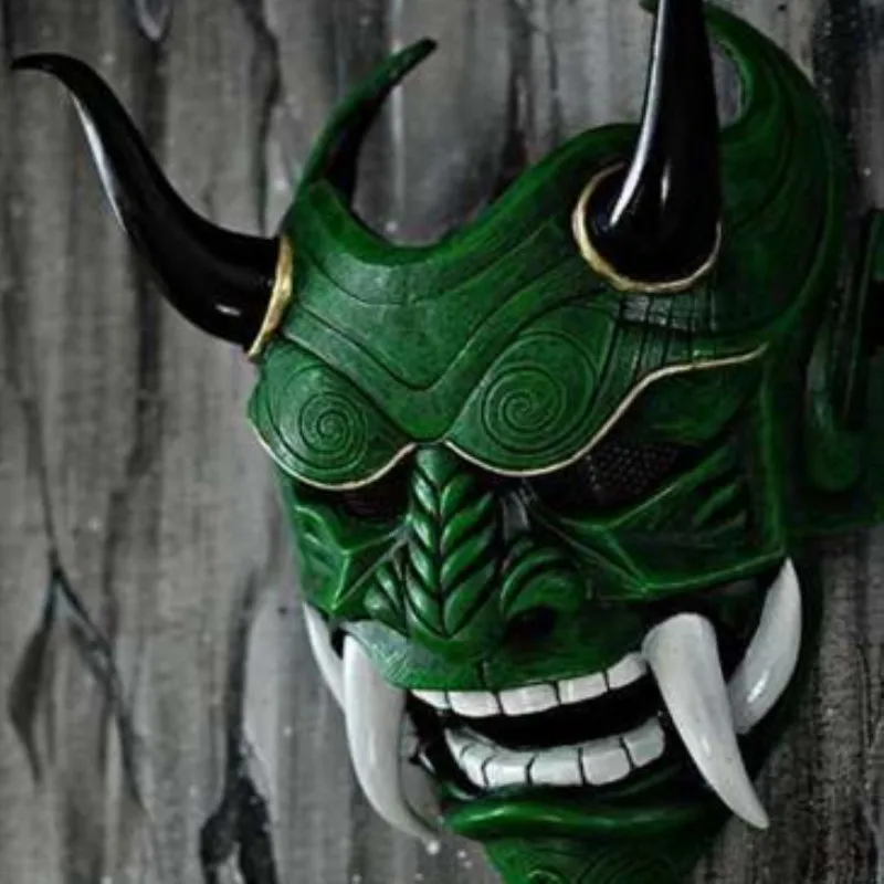 Halloween Masquerade Red Prajna Mask Cospiay Noh Japanese Latex Full Face Grimace Fangs Funny Scary Ghost God Wizard Masks | Тематическая