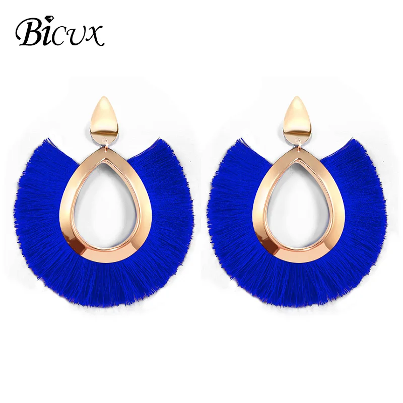 Женские богемные серьги-подвески BICUX крупные серьги ручной работы с кисточками и