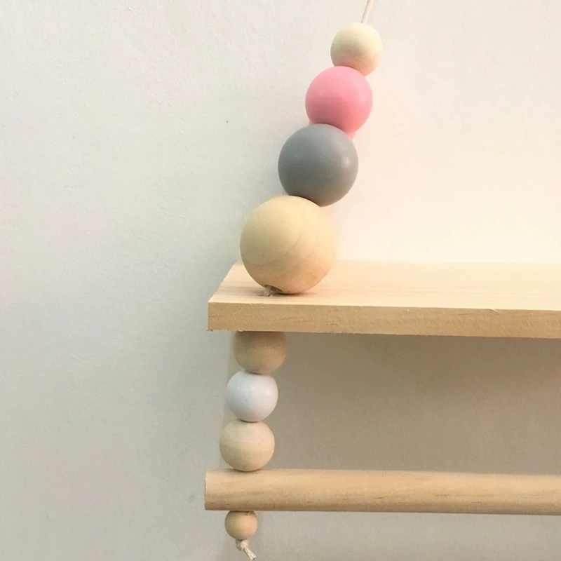 

Nordic Wooden Wall Shelf with Clothes Rack Children Room Craft Storage Display
