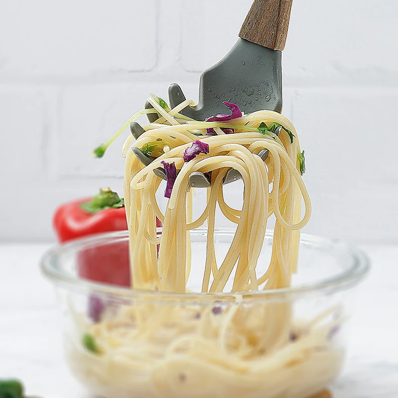 Силиконовая кухонная утварь из акации: плотная лопата дырявая спагетти большой