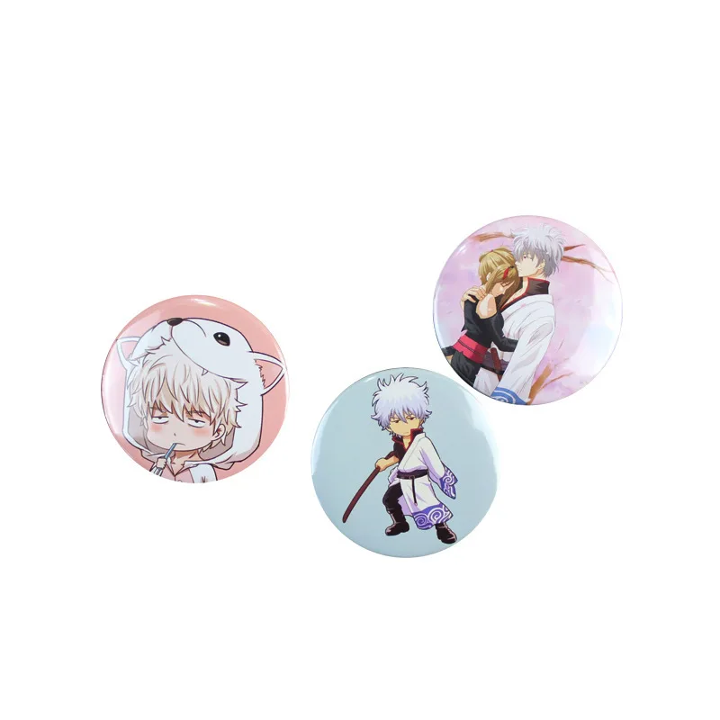 1 шт. 58 мм аниме значки Серебряная Душа значок GINTAMA Sakata Gintoki KaguraToushirou Значки |
