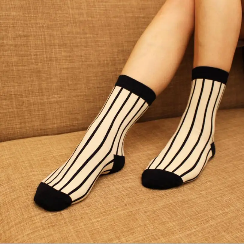 Woman Solid Houndstooth Cotton Socks Plaid Socks Striped Socks Girls Stripes Warm Winter Sock Ankle Socks Crew Socks 6 Pairs/lot