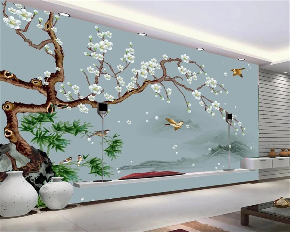 Обои по индивидуальному заказу фото ручная роспись цветы и птицы китайский