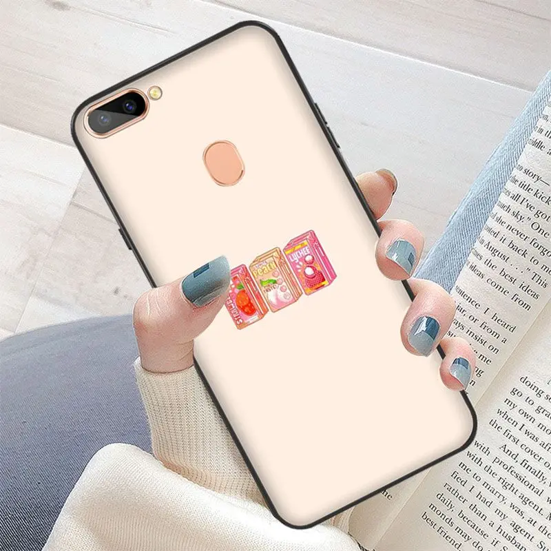 

Kawaii Japanese Strawberry Milk food Phone Case For OPPO R15pro RENO 2Z Realme 3 Realme2 3 5pro C2 OPPO R17pro Cellphones