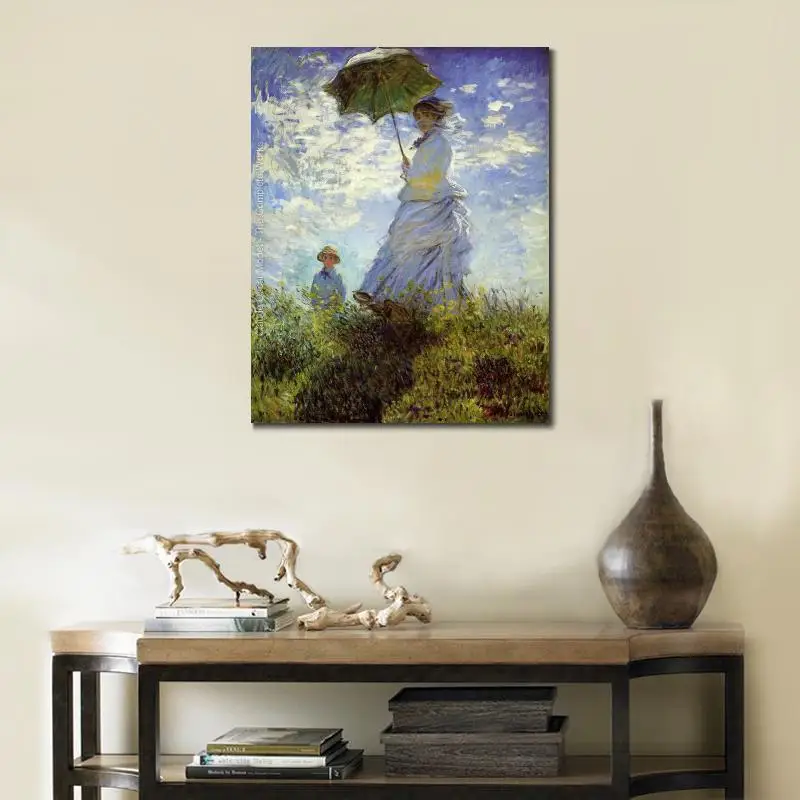 Картина маслом Клода Моне ручная роспись воспроизведение Прогулка женщина с
