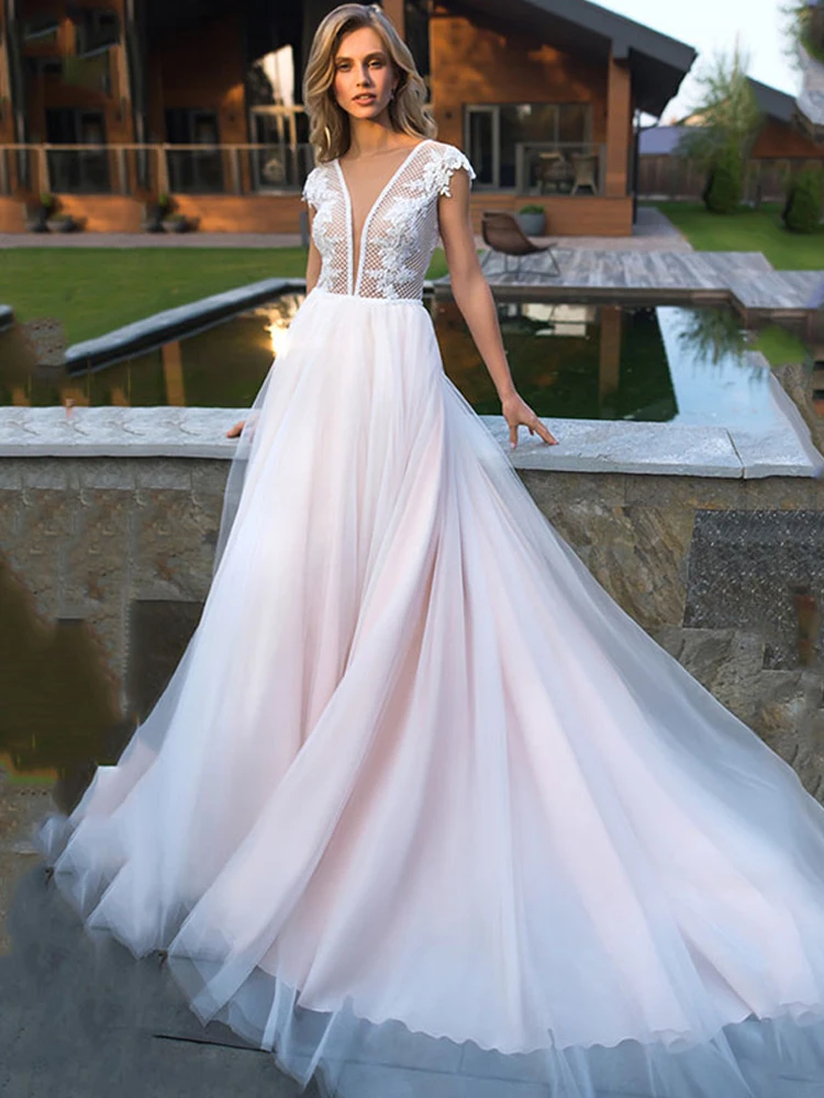 Сексуальные кружевные свадебные платья LORIE с глубоким V-образным вырезом и