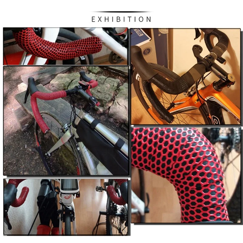 

Road Handlebars with Anti-Slip Honeycomb Texture Silicone Surface, Wrap Belt, Shock Absorption Strap
