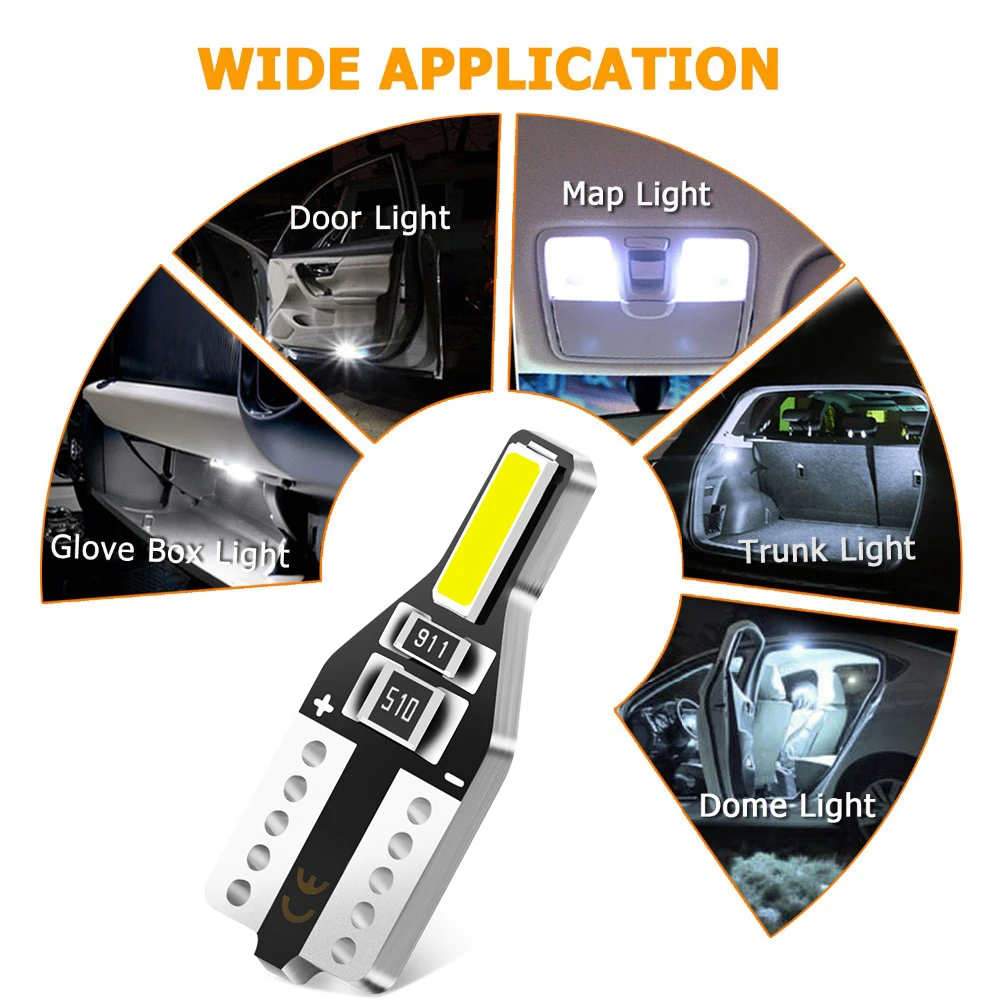 

10pcs T10 W5W Led Bulb Auto Led Interior Light for Renault Megane 2 3 Duster Logan Clio 4 3 Laguna 2 Sandero Scenic 2 Captur