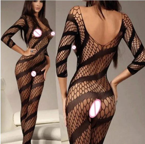 catsuit sex product teddy bodysuit open crotch lingerie tights Fishnet Nightgown crotchless fetish bodystocking - Цвет: 01