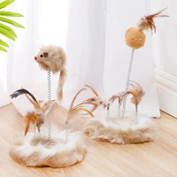 lmitated rabbit fur cat scratching disc mouse funny cat toy cat climbing frame toy feather spring cat toy pet supplies