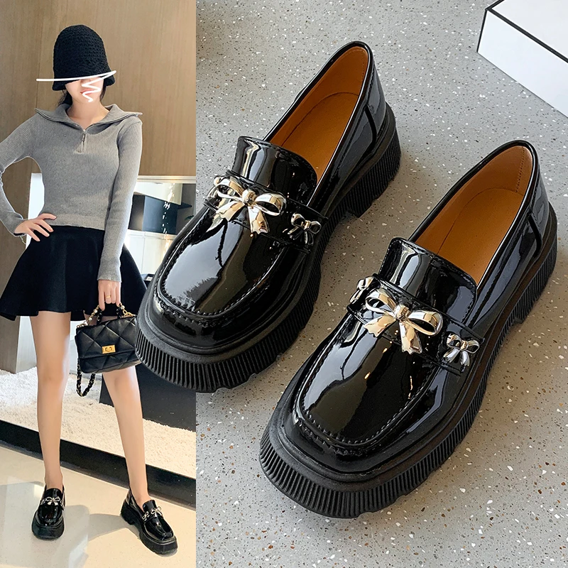 

Новинка весна-осень 2021, женские туфли на плоской подошве, женская кожаная обувь на платформе, повседневные туфли с пряжкой, женская модная у...