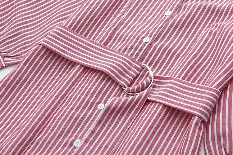 

Plus Size XL-4XL Women's V-neck Striped Blouse 9/10 Sleeved Vintage Ladies' OL Tops