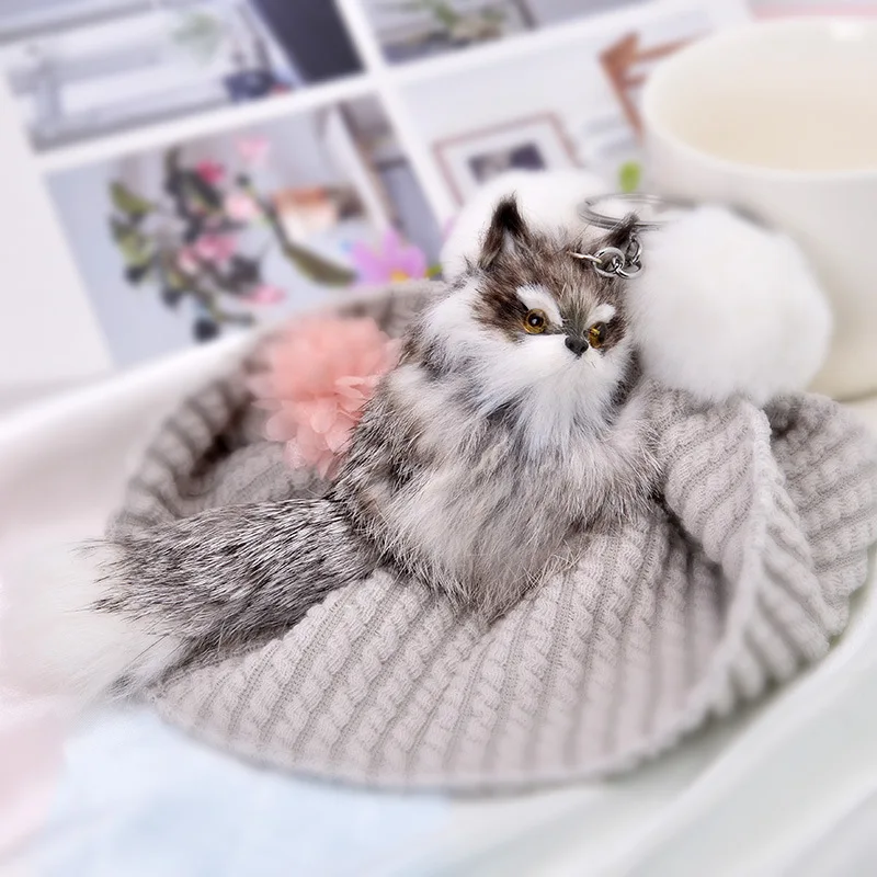 Брелок с плюшевой лисой в виде животного автомобильный держатель рюкзак