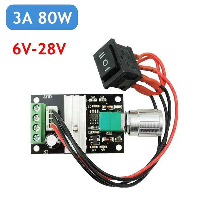 

DC 6V-28V 3A 80W Motor Speed Controller Adjustable