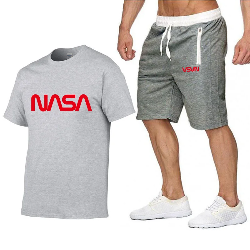 

2021 New Tracksuit Men Tshirt and Shorts Sets Summer Casual Mens Sportwear Jogger Set Fashion Men's 2 Pieces Leisure Outfit