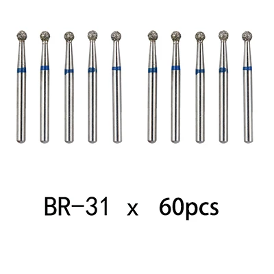60 pcs BR-31 Стоматологические алмазные боры Стоматологическая лаборатория высокоскоростная ручка наконечника диаметр 1,6 мм стоматологические инструменты BR31 BR45 BR46 TR13 TR14 TF11 - Цвет: 60 pcs BR-31