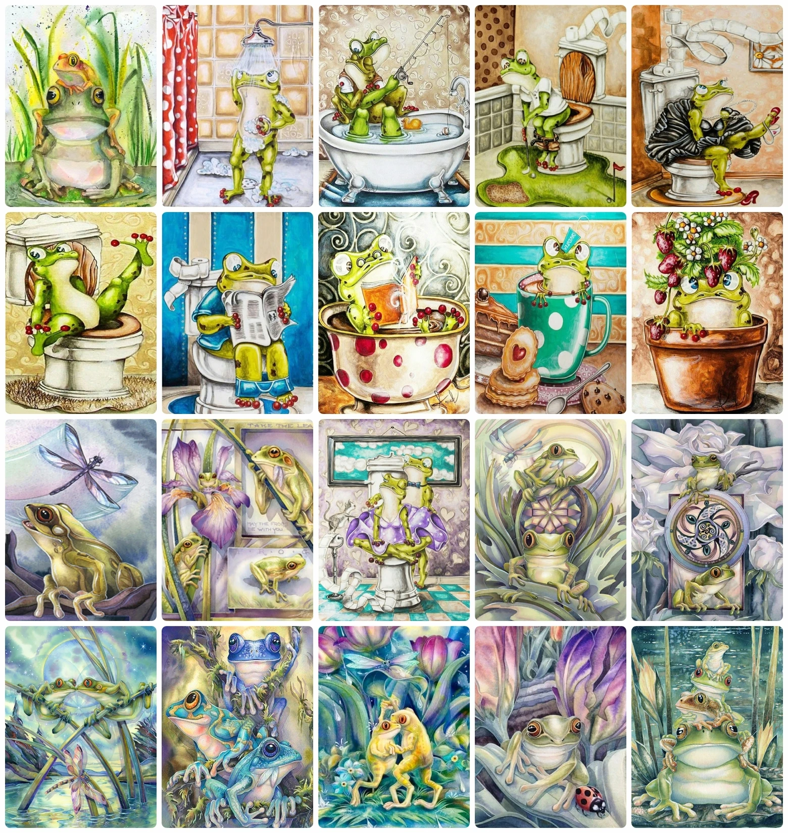 Набор для рисования по номерам на холсте Лягушка Стрекоза Цветы | Дом и сад