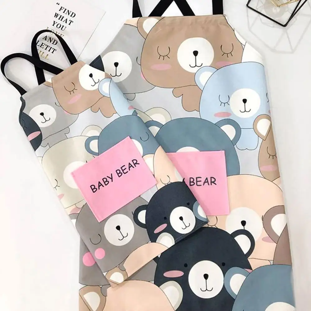 

Cartoon Adult Children Thick Waterproof Apron Cotton Linen Linen Parent-child Apron Anti-pollution Cleaning Kitchen Accessory