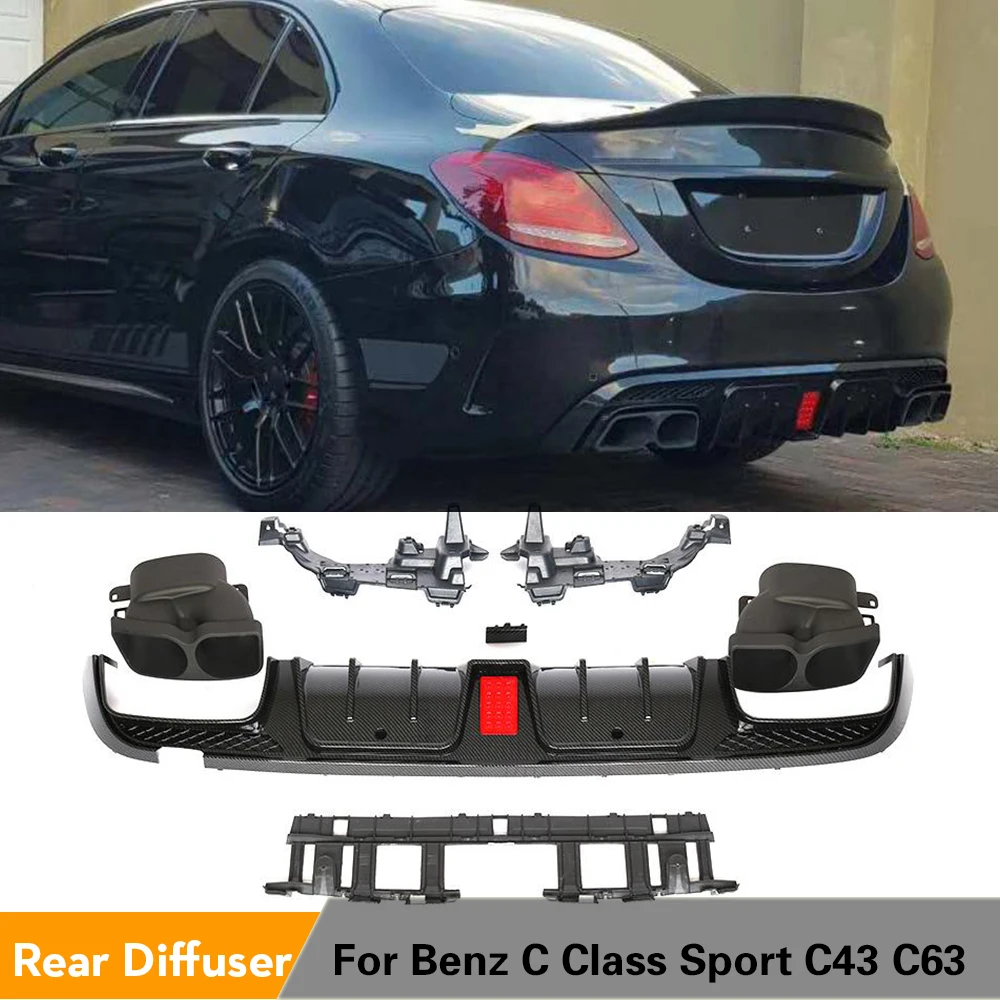ПП задний бампер диффузор спойлер выхлопные наконечники для Mercedes-Benz c-класс W205 C200