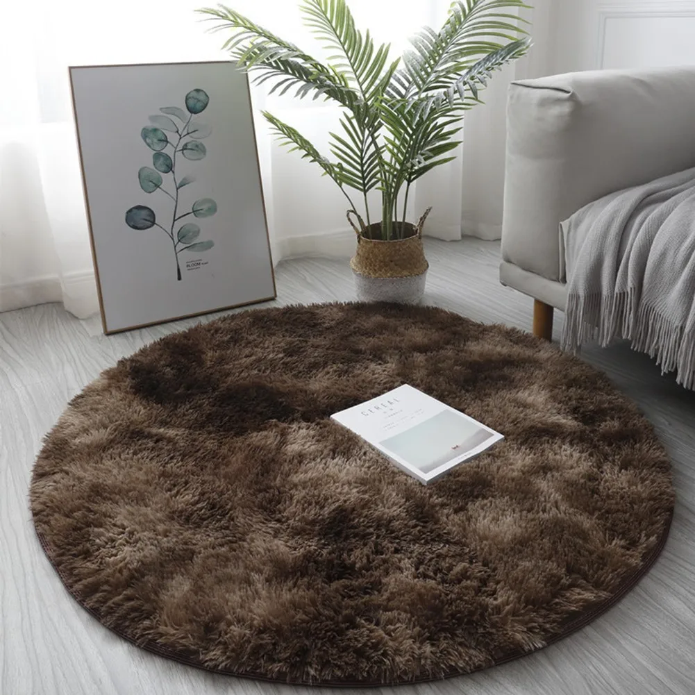 

Circle Round Shaggy Rug Living Room Bedroom Carpet Floor Fluffy Mat Anti-Skid For Yoga And Meditation