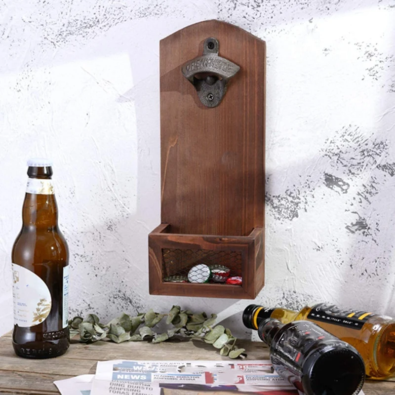 

NHBR Wall Mounted Bottle Openers Beer Bottle Opener with Cap Catcher Bottle Opener for Bar Kitchen Home Accessories