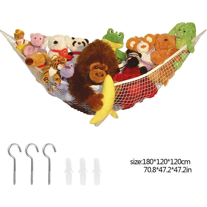 

Stuffed Animal Toy Storage Hammock Net Best for Keeping Rooms Clean Wall Sling Corner Mesh Nets for Kids Toys Toy