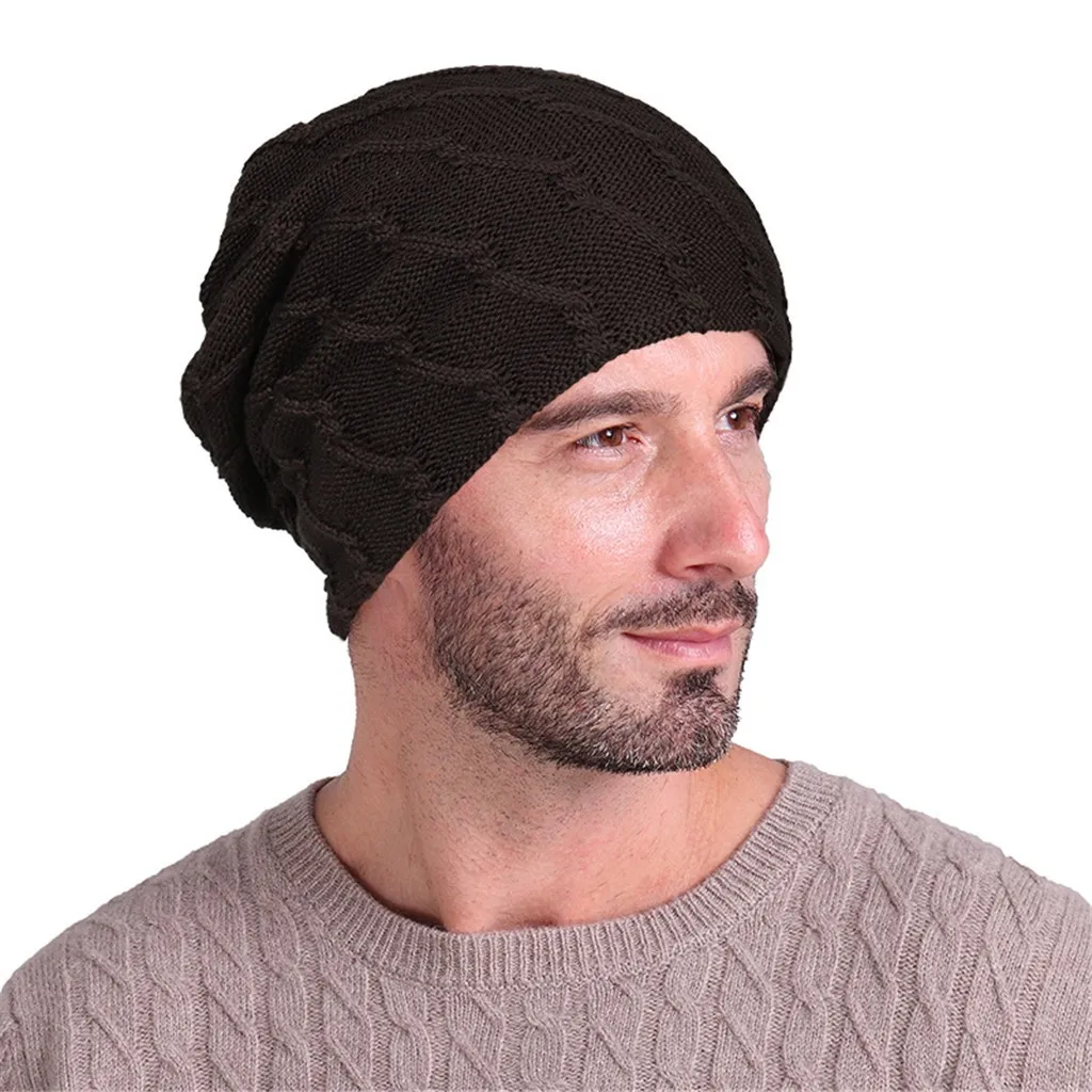 Новые модные зимние шляпы для мужчин твердые Skullies Индия Эластичный Тюрбан шляпа шерсть вязание выпадения волос головной платок обертывание Czapka Zimowa