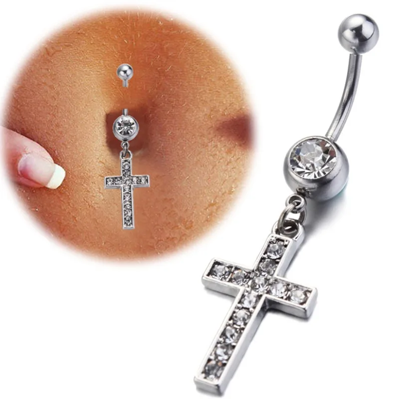 

New Fashion Sexy Piercing Navel Nail Body Jewelry Flower Pendant Crystal Belly Button Rings for Women Girls