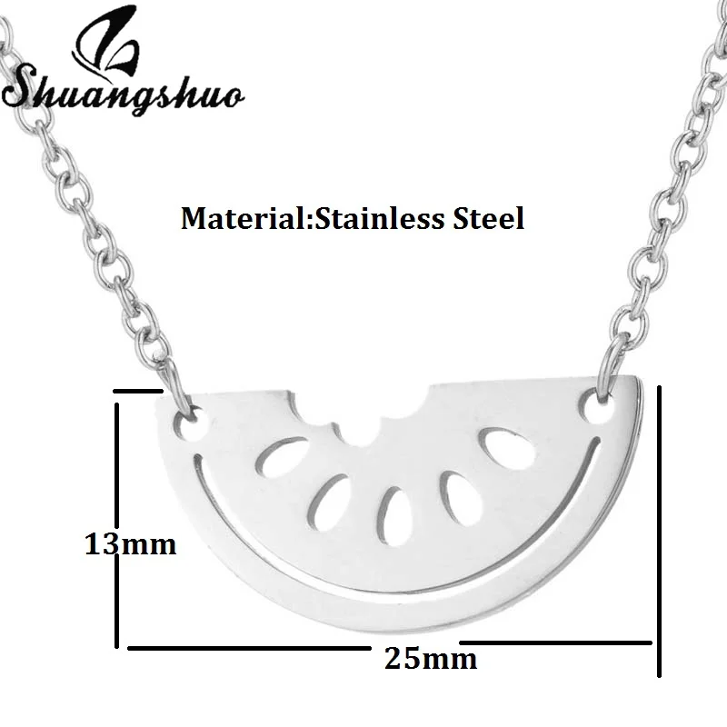 Shuangshuo Tiny Semicircle Necklace Womens Geometric Watermelon Stainless Steel Pendant Chain Chokers Jewelry Wedding Gifts | Украшения и