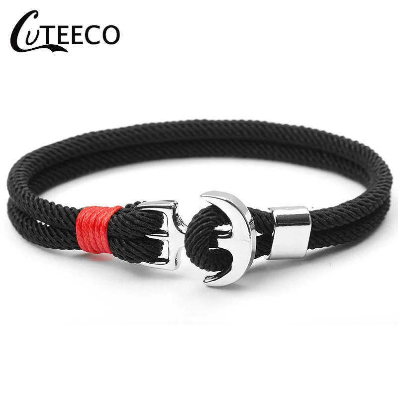 Лидер продаж 2019 мужские браслеты CUTEECO из нержавеющей стали с якорем веревка для