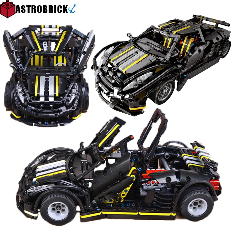 

Высокотехнологичный Черный Супер гоночный автомобиль, строительные блоки, эксперт, спортивный автомобиль, блоки Moc, 3D модель, модульные наб...