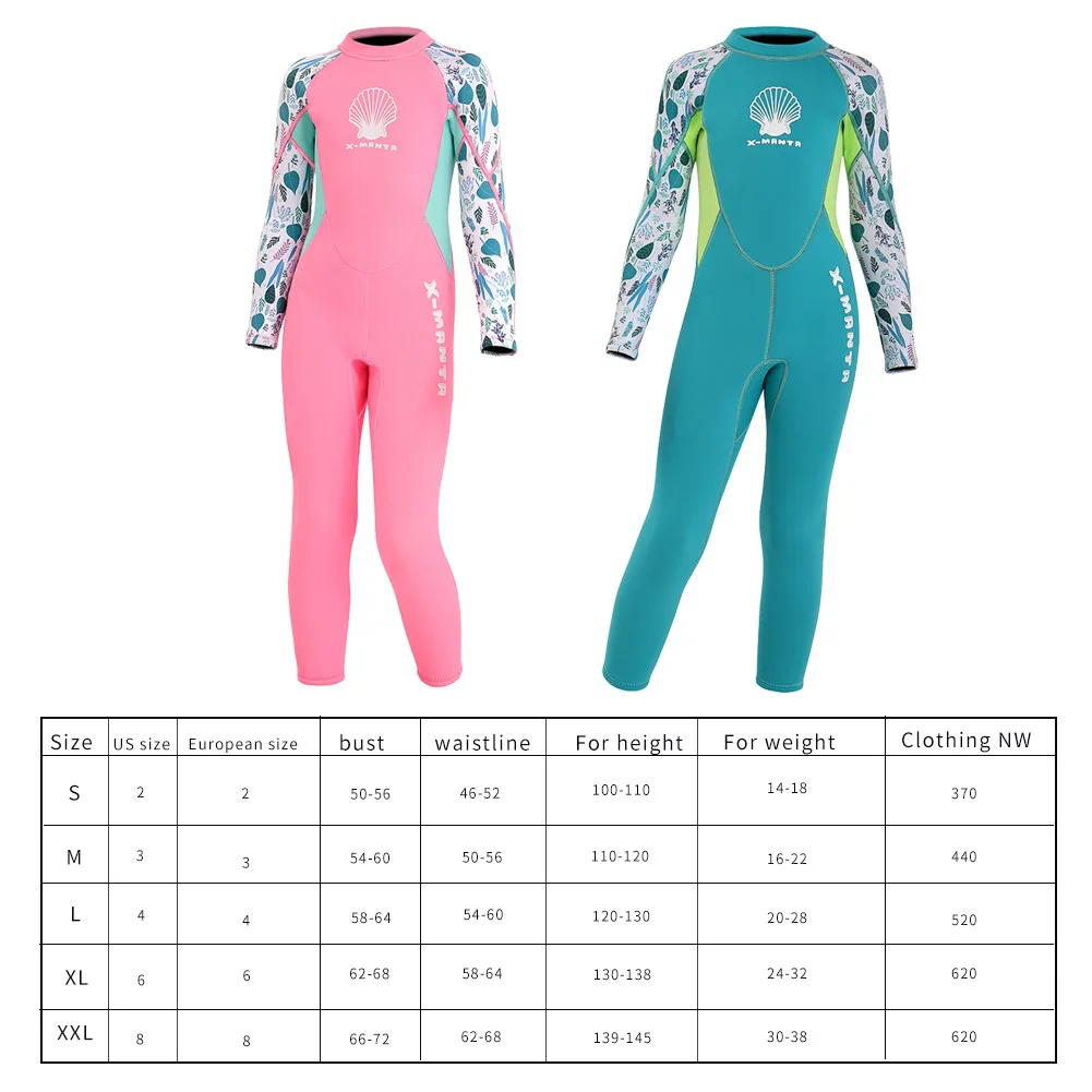 

Full Body 2.5mm Neoprene Kids Girls Wetsuit Snorkeling Surfing Swimming Jumpsuits for Family Outdoor Water Decors
