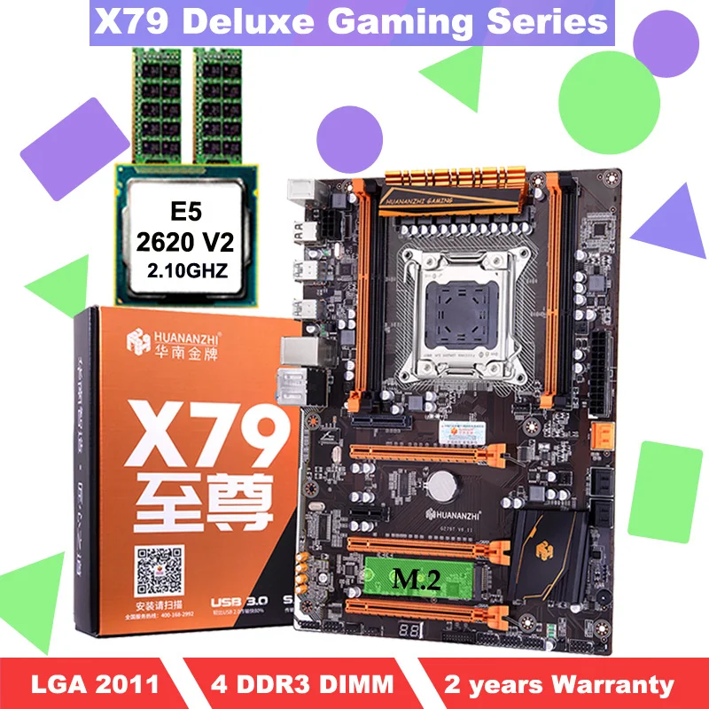 Kaufen Motherboard Mit M.2 Slot HUANANZHI Deluxe X79 Gaming PC Motherboard Mit CPU Intel Xeon E5 2620 V2 2,1 GHz RAM 2*4G DDR3 RECC