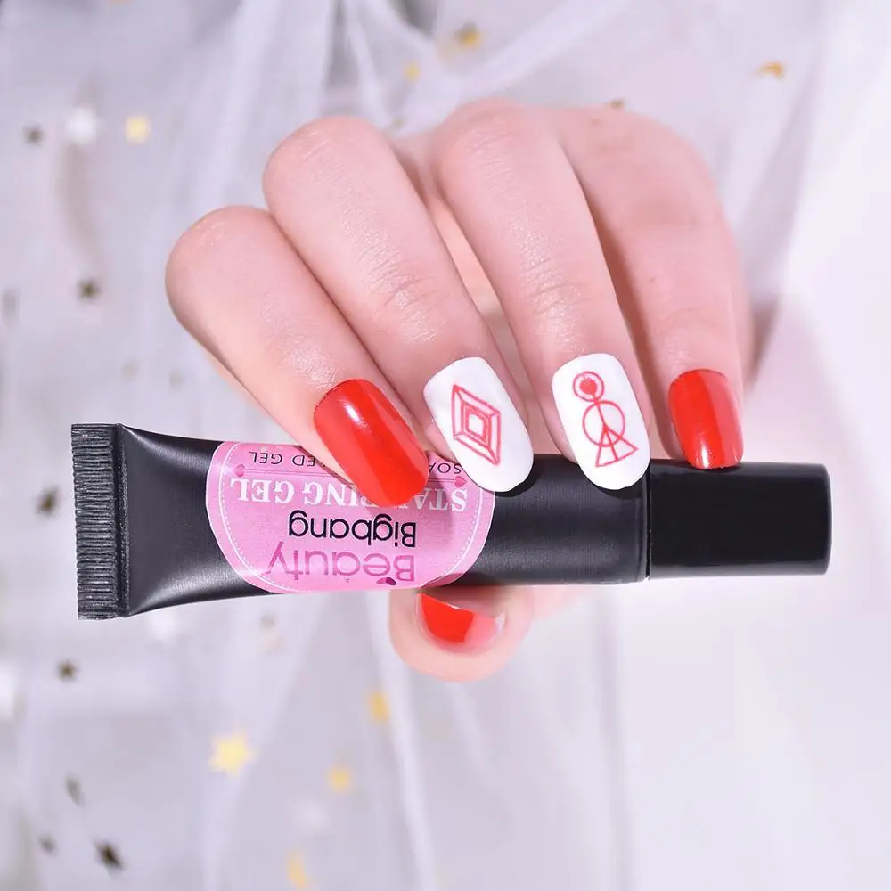 Beautybigbang 8 мл желто-голубой цвет штамповочный гель для пластины для штамповки ногтей печать УФ-Гель-лак для штампа отмачивающий лак
