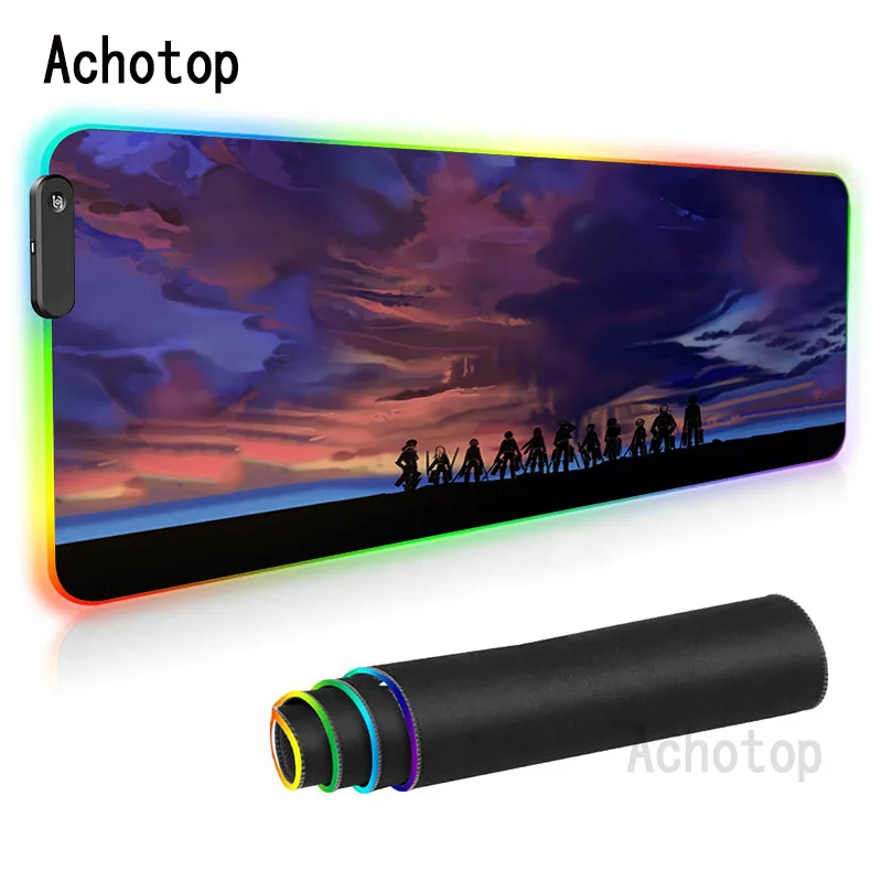 

Игровой коврик для мыши «атака на Титанов», RGB, ковер, компьютерный коврик для мыши, аниме светодиодный игровой коврик для мыши, высококачест...