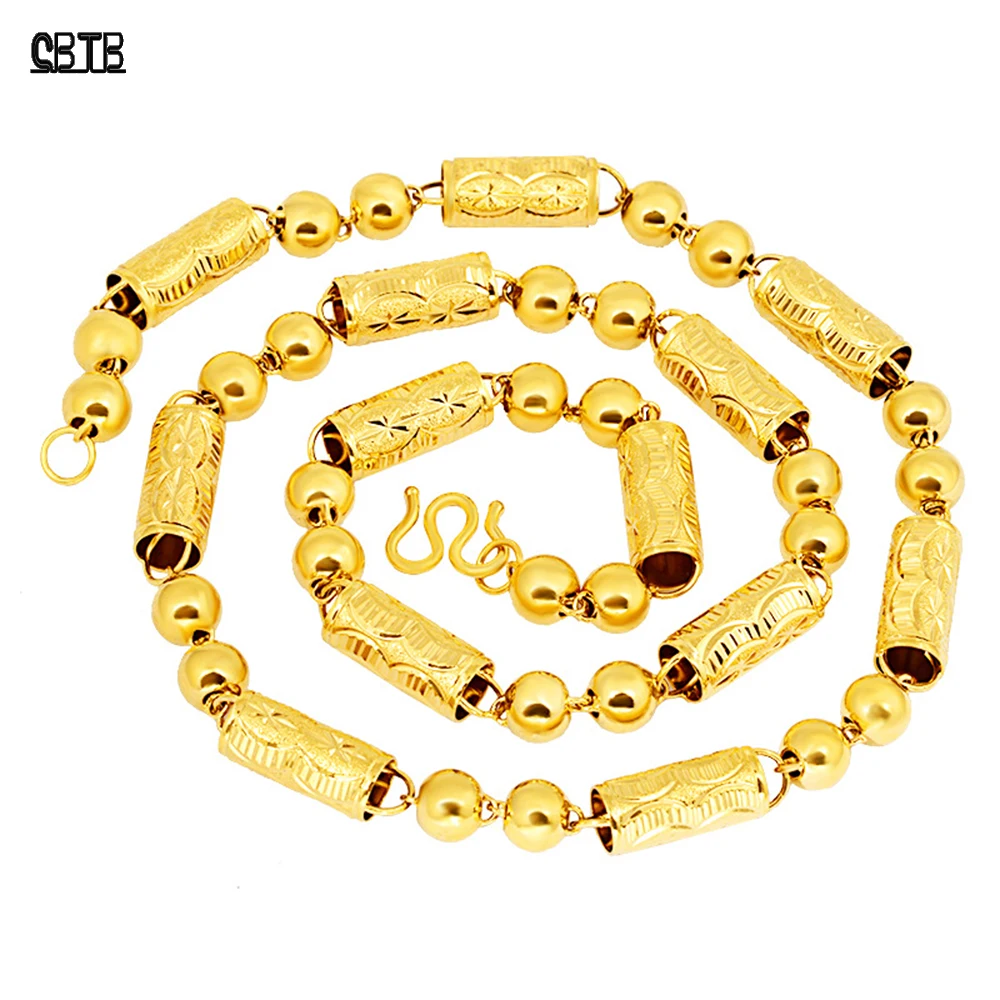 

Classic Atmosphere 10mm Hollow Round Tube Car Flower Necklace for Men and Women Vietnam Shajin Seiko Necklace Jewelry Wholesale