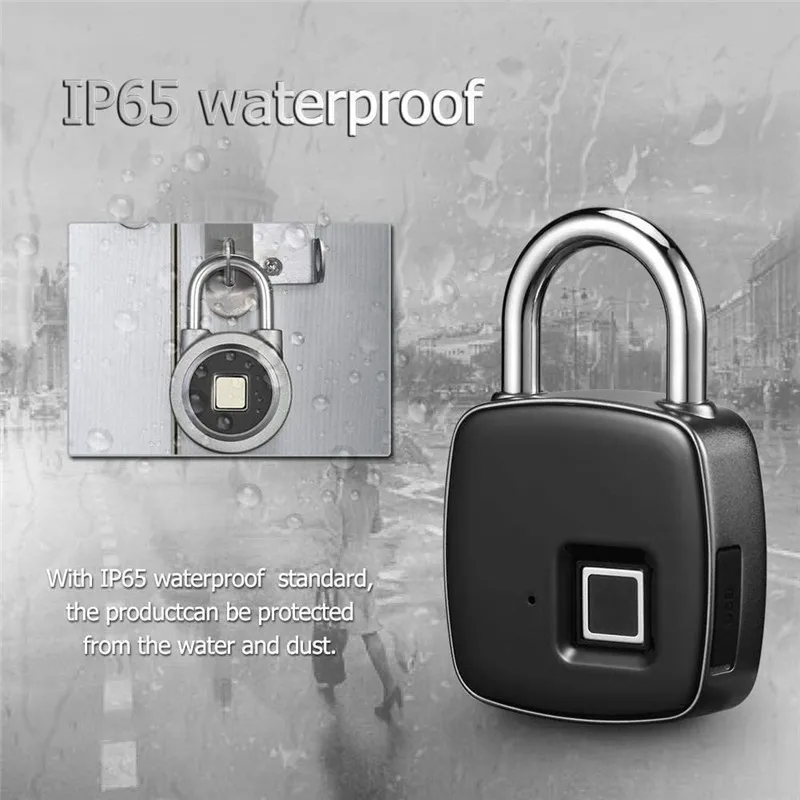 

Smart Keyless Fingerprint lock Biometric Waterproof Lock with Finger Print Security Touch Keyless Lock USB charge for Gym Locker