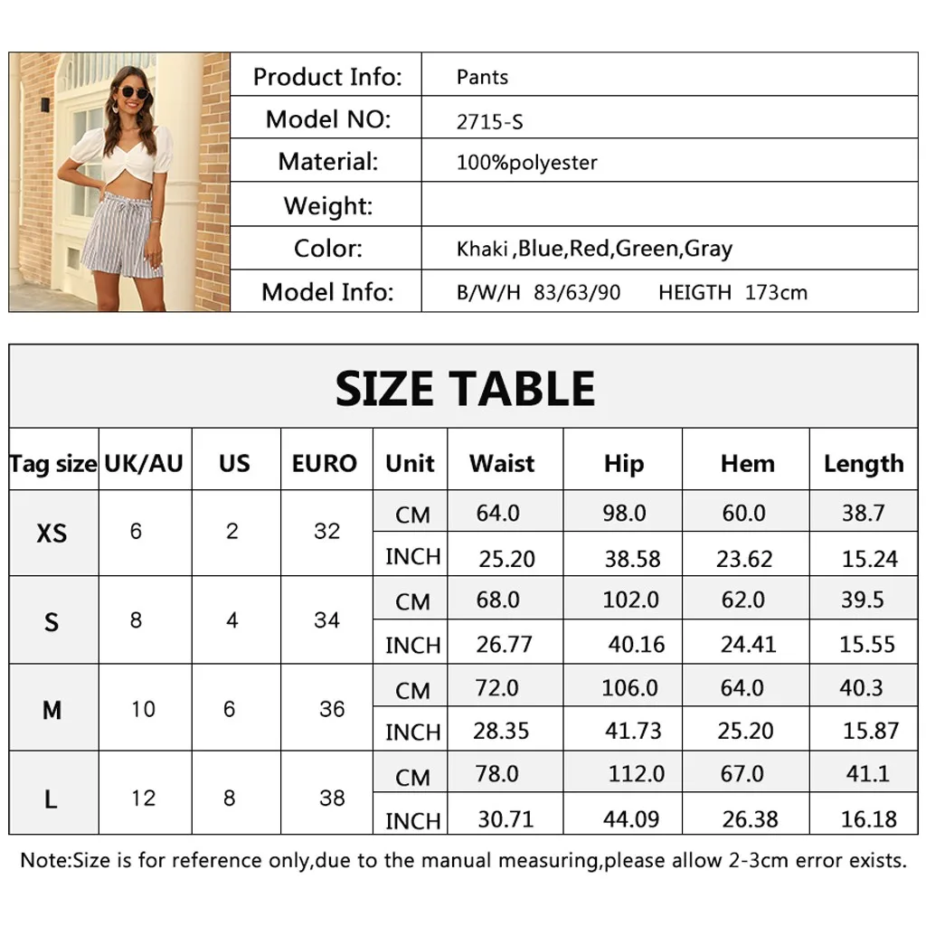 

High Waist Women Summer Shorts Fashion Casual Loose Bandage Lady Striped Party Shorts Elegant Ol Comfortable Hotshorts Trousers