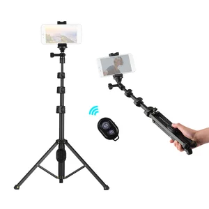 Photography 2-in-1 Phone Tripod Selfie Stick Extendable Height with Wireless Remote Control for iPhone Huawei Xiaomi Smartphones