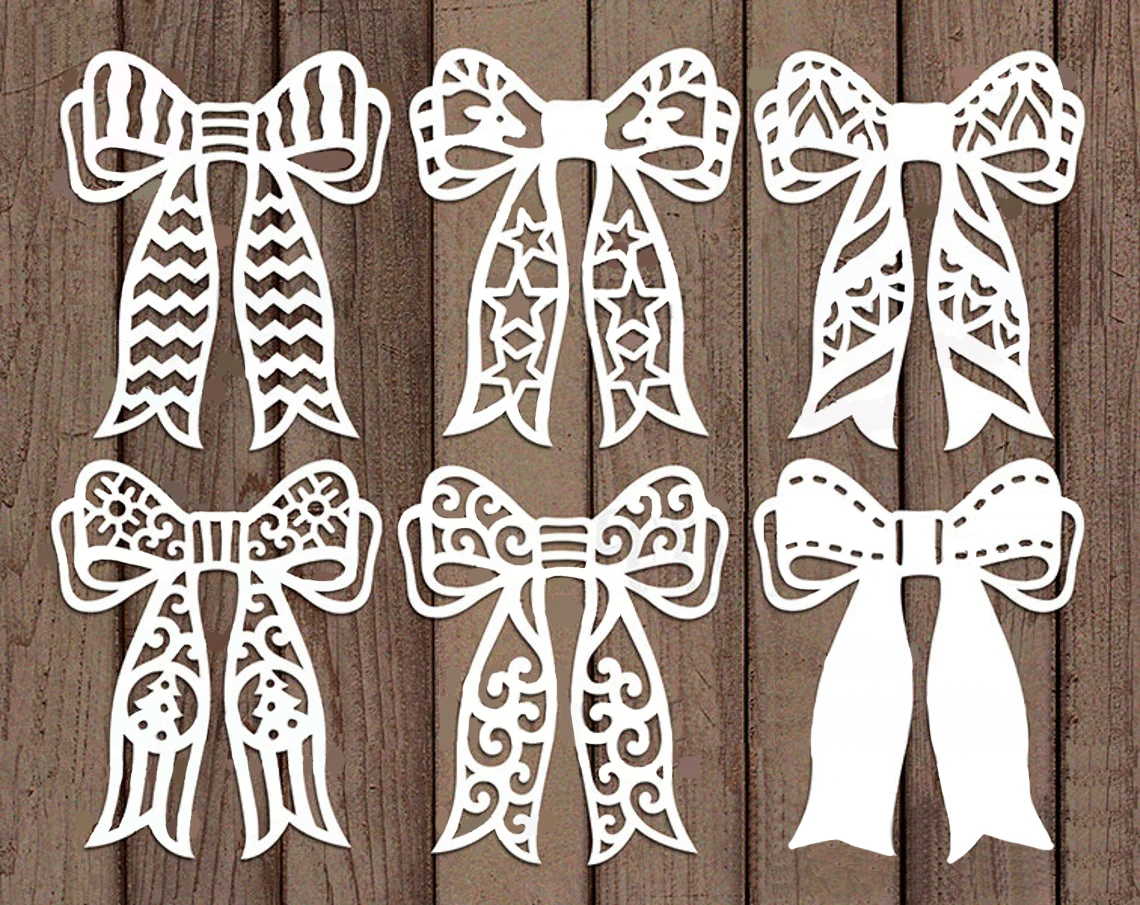 6 шт. новогодние металлические штампы с бантом для рукоделия скрапбукинга