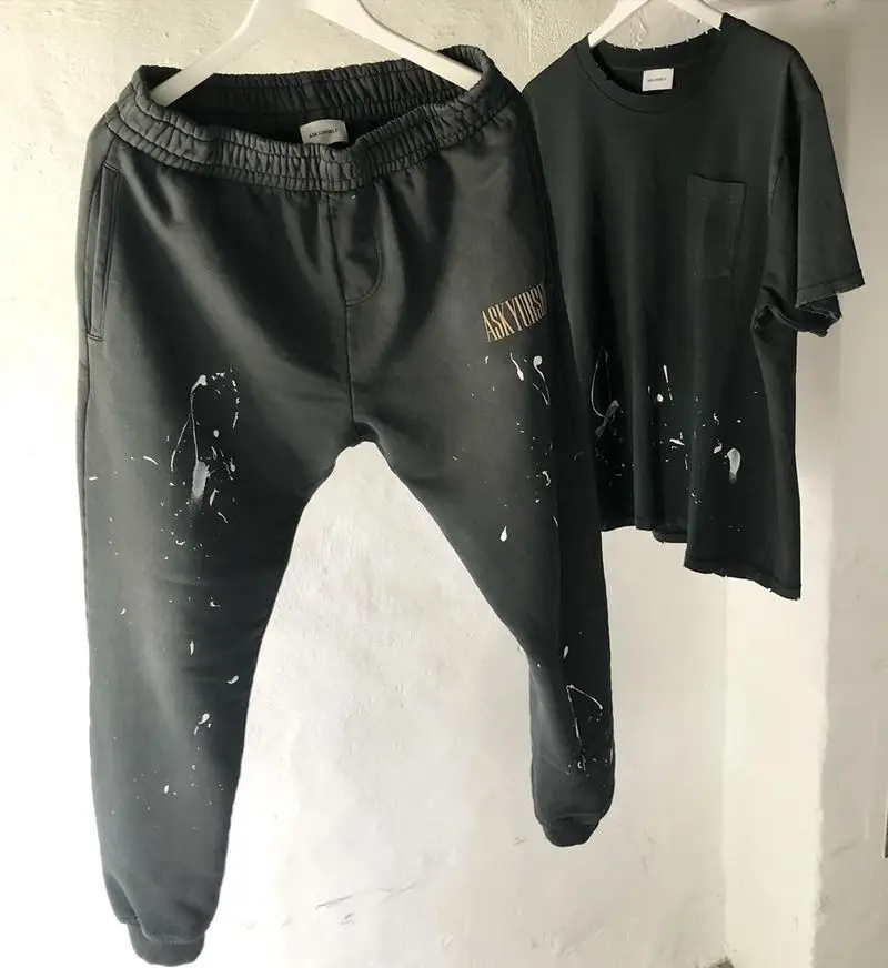 ASKYURSELF спортивные брюки Граффити 1:1 высокое качество Jogger kanye west hip hop Drawstring для