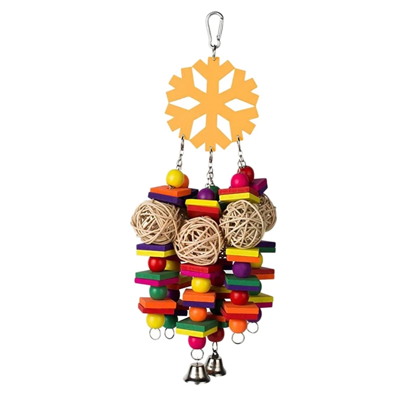 

Разноцветная деревянная игрушка-жевательная клетка с колокольчиками