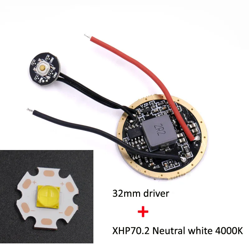 20 мм Cree XHP70.2 6 в светодиодный 32 мм повышающий драйвер 3,7 в-4,2 в 1-cell 6Mode печатная плата с боковым переключателем - Испускаемый цвет: driver with 4000K