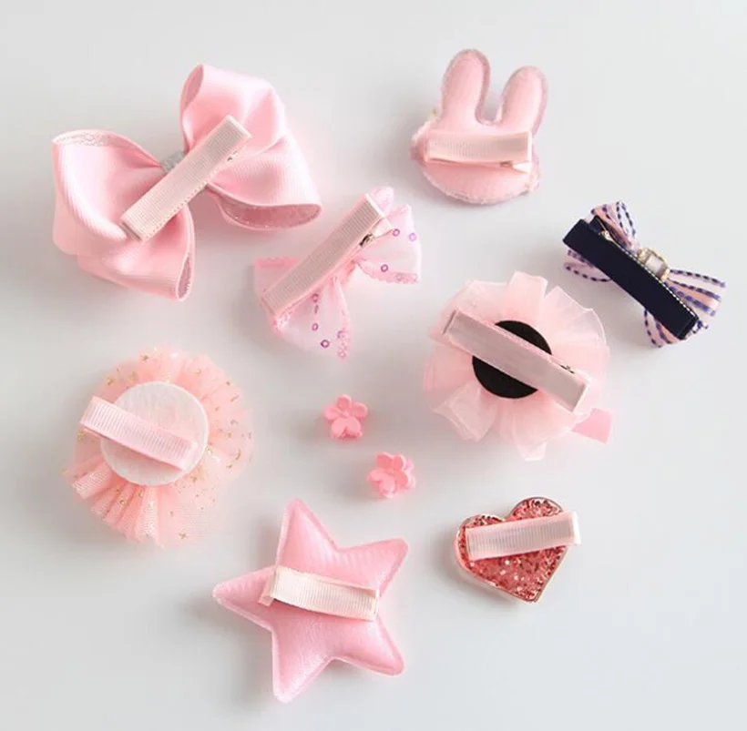 10Pcs/Box Girls Headdress Children Cute Hair Accessories Set Baby Clips Princess Crown Bows Headwear Barrettes Gift box | Детская одежда