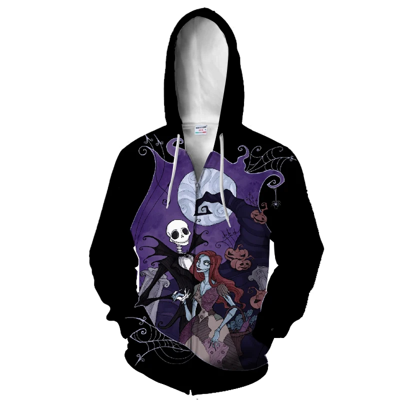 Забавная Одежда для Хэллоуина Мужская толстовка на молнии с 3D принтом черепа